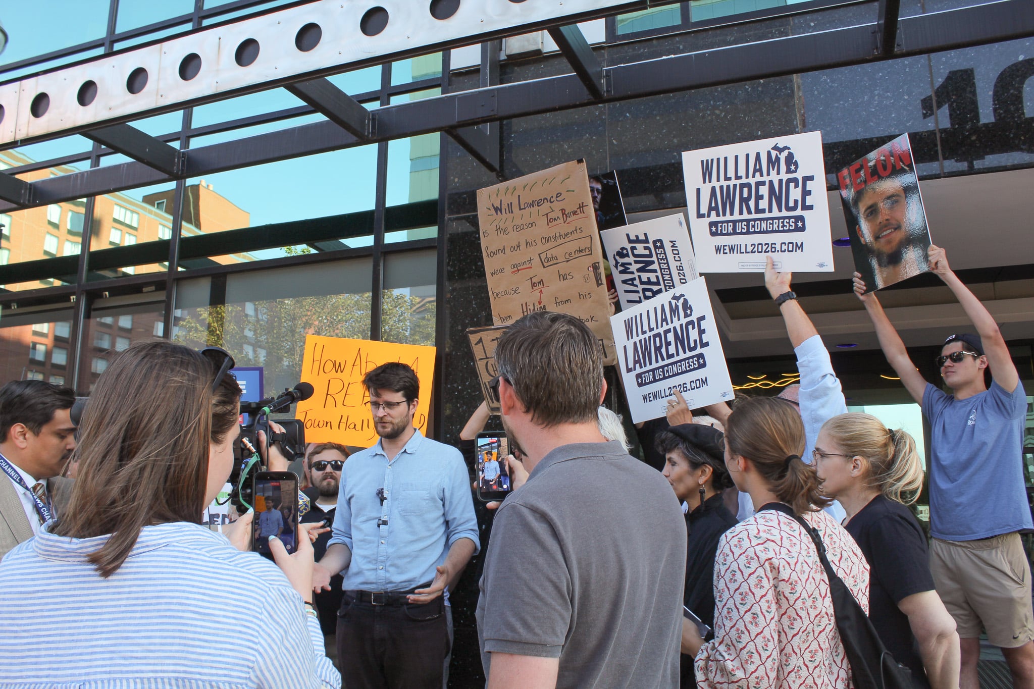 Lawrence hosts office hours, defends protest involvement and pushes for moratorium on data centers